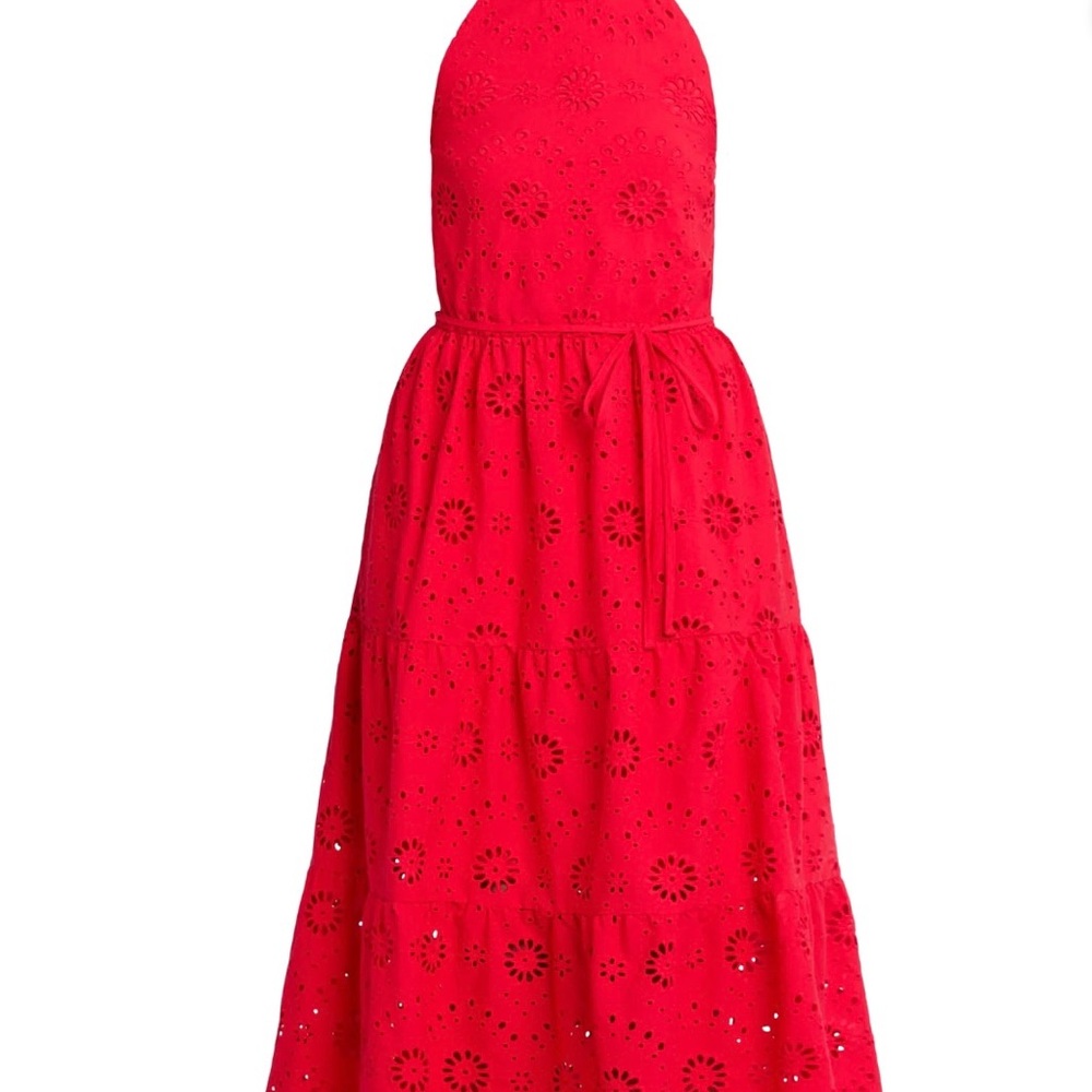 Red eyelet halter dress NWT
